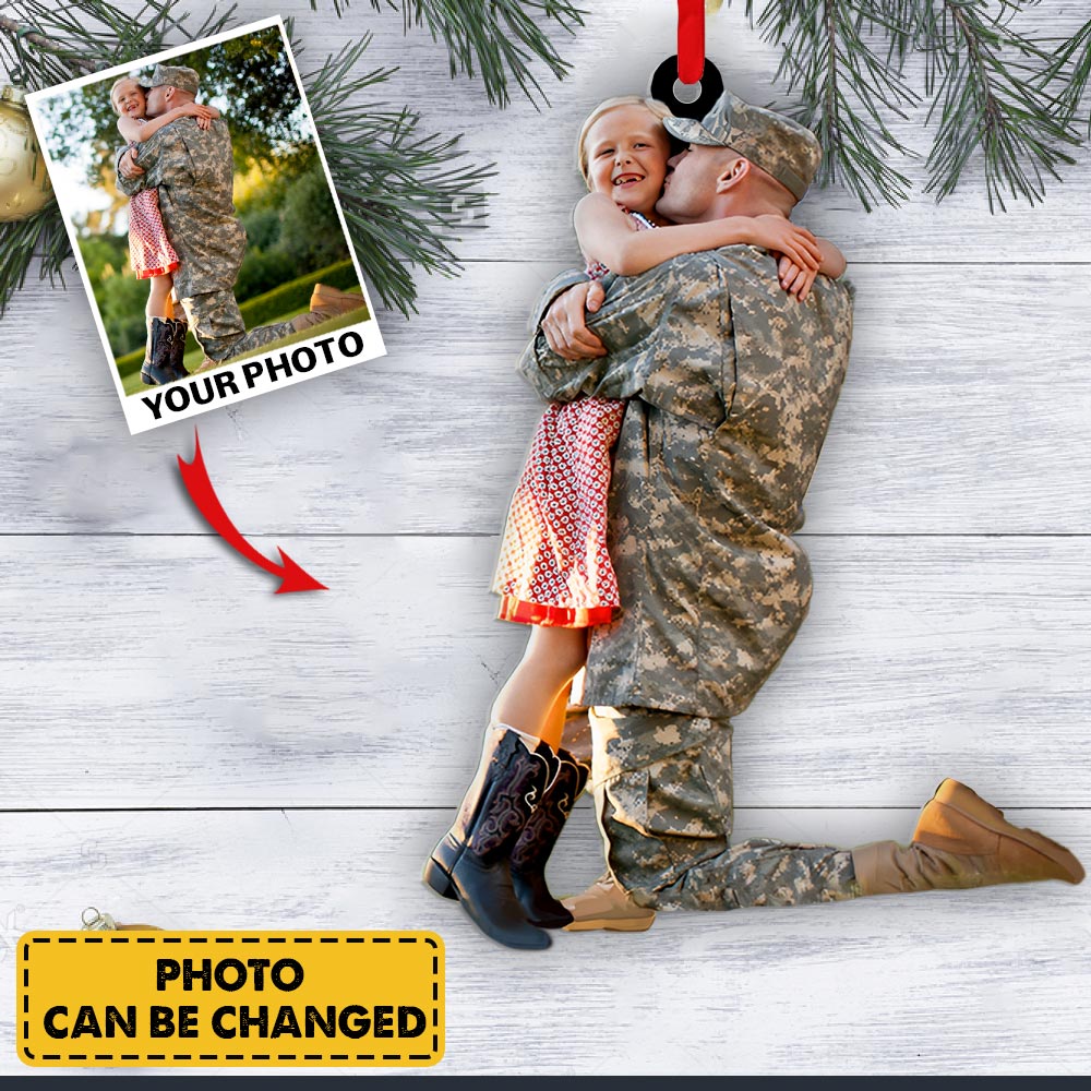 Custom Ornament Gift For Soldier - Personalized Military Gifts - Custom Photo Coming Home Ornament For Military Families