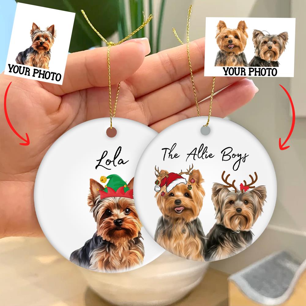 Personalized Pet Ornament Using Pet's Photo + Name - Custom Ornament Christmas Dog Ornament Personalized Dog Ornament Custom Dog