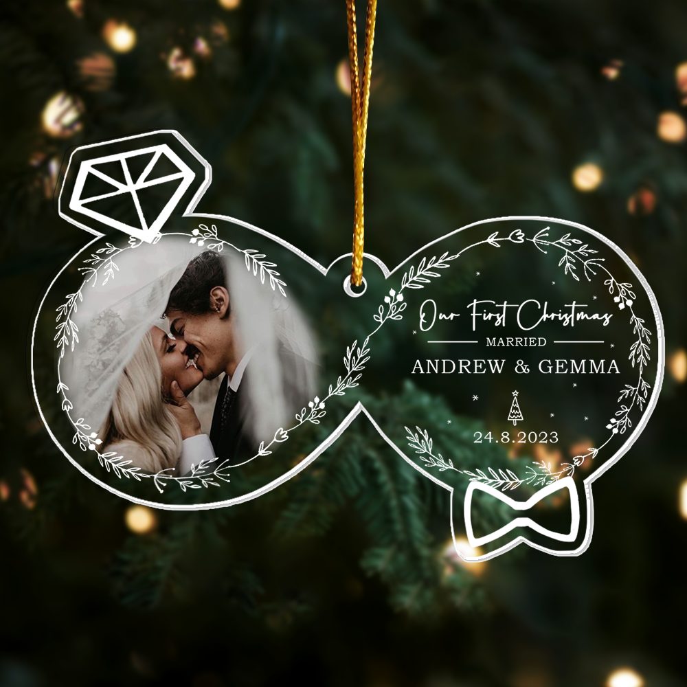 Our First Christmas Married - Personalized Custom Shaped Acrylic Ornament for Marriage Couple