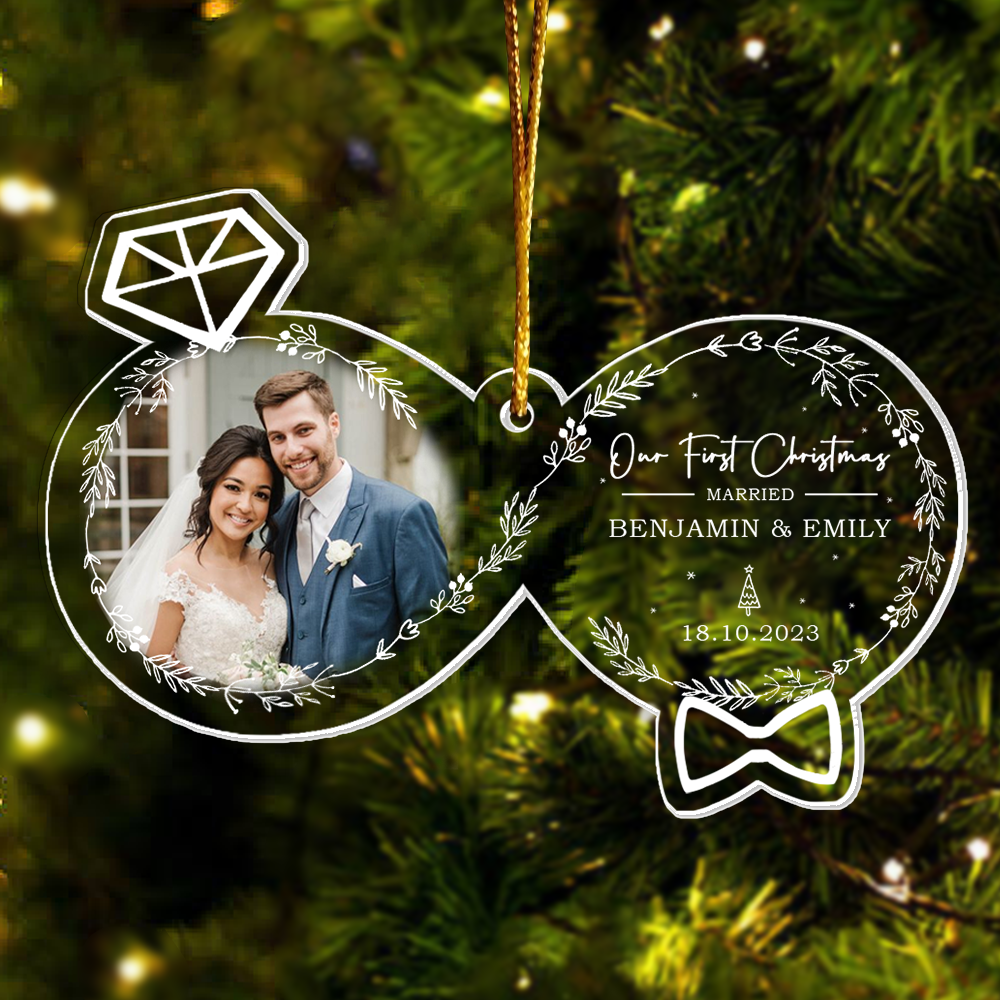 Our First Christmas Married - Personalized Custom Shaped Acrylic Ornament for Marriage Couple