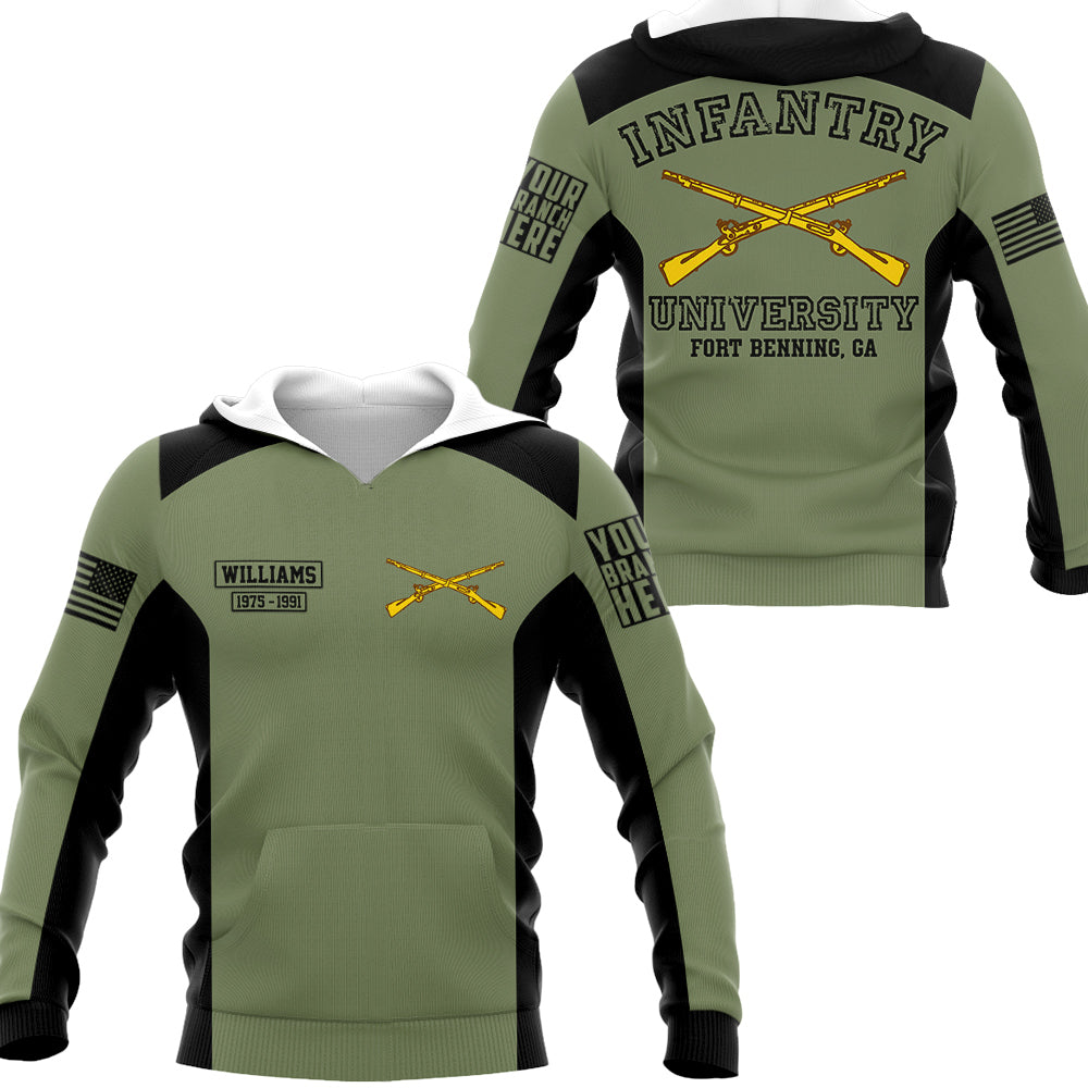 Infantry University Custom Military School Personalized All Over Print Shirt Grunt Style Design For Veteran H2511