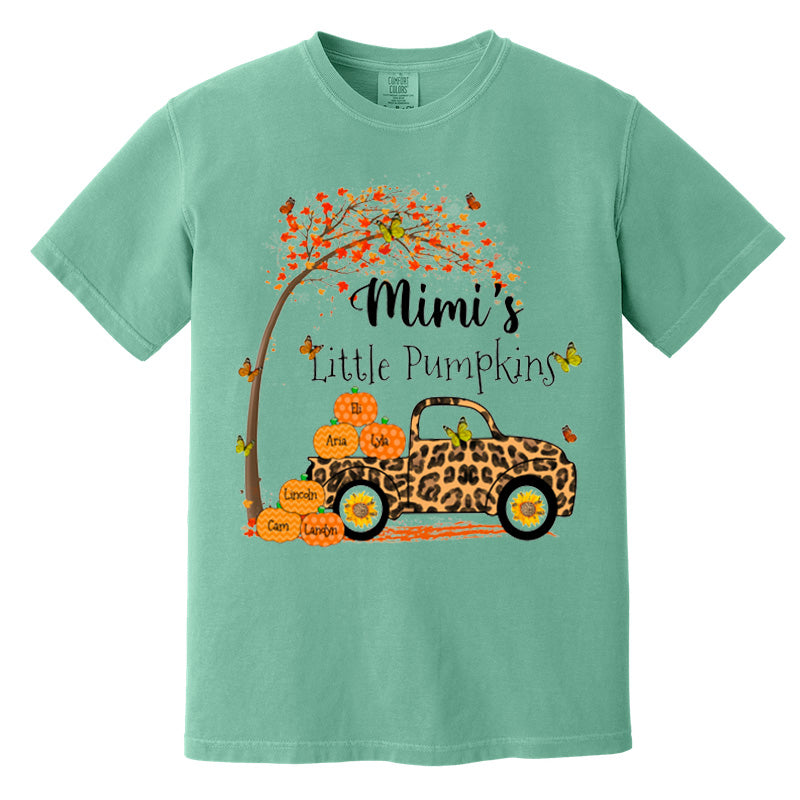 Nana's Little Pumpkins Truck Autumn Personalized Garment-Dyed Heavyweight T-Shirt