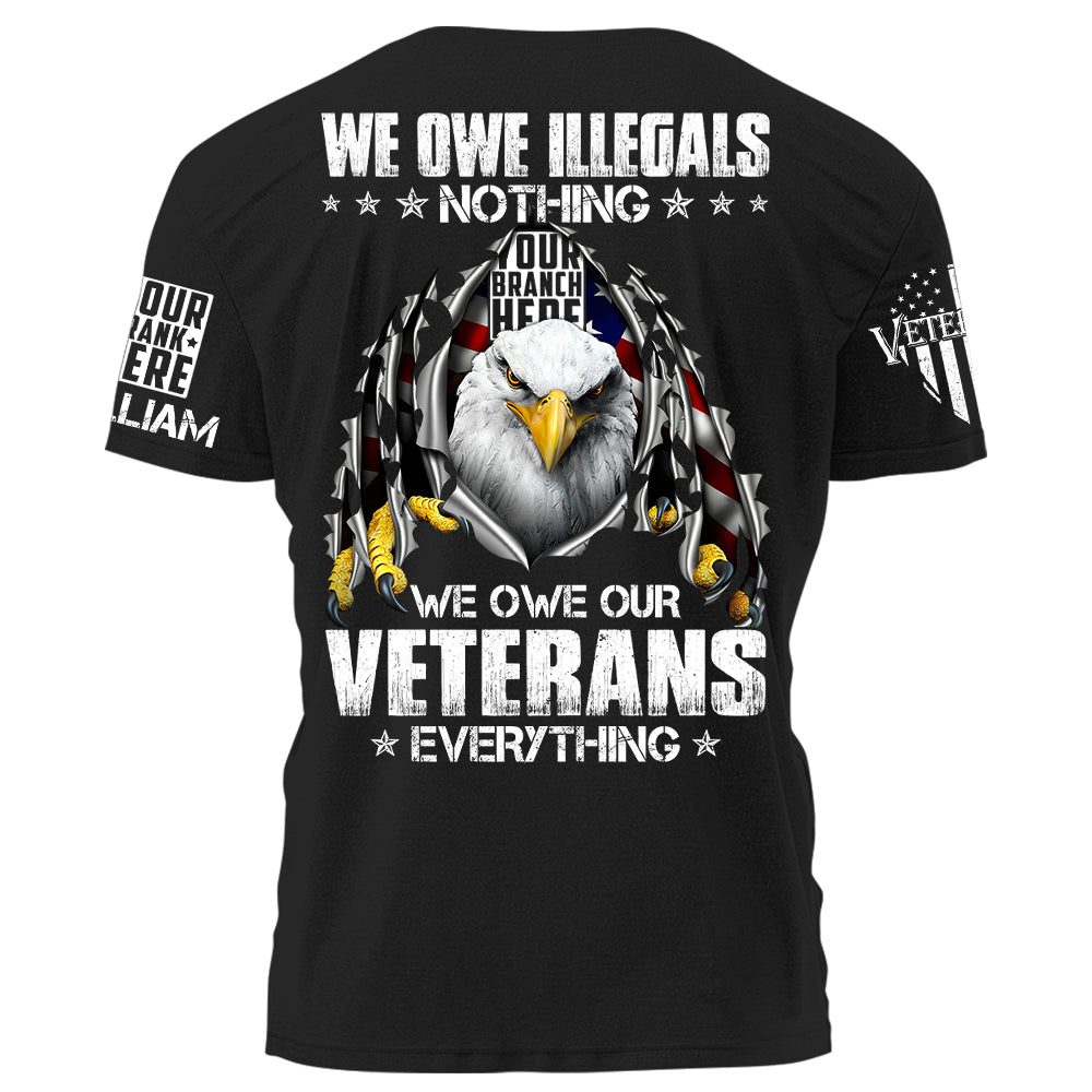 Patriotic American Bald Eagle Ripping We Owe Illegals Nothing We Owe Our Veterans Everything Shirt Personalized T-Shirt For Veteran H2511