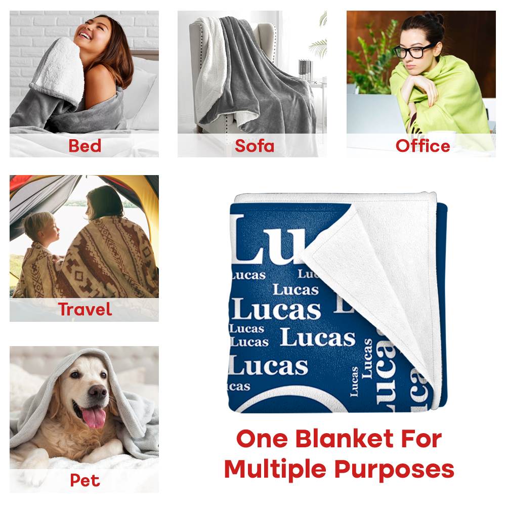 Personalized Name Custom Blanket for Baby, Kids, Youth, Adult Heart Blanket