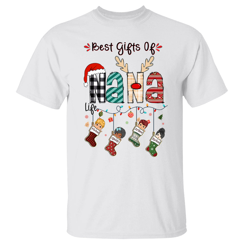 Best Gifts Of Nana's Life - Nana With Grandkids Christmas Shirt - Christmas Gift For Grandma