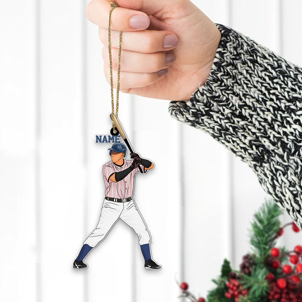 Baseball Personalized Ornament For Baseball Lovers - Baseball Player Custom Shaped Acrylic Ornament