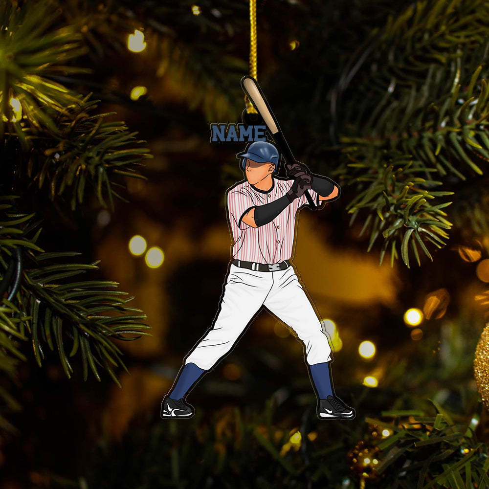 Baseball Personalized Ornament For Baseball Lovers - Baseball Player Custom Shaped Acrylic Ornament