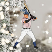 Baseball Personalized Ornament For Baseball Lovers - Baseball Player Custom Shaped Acrylic Ornament