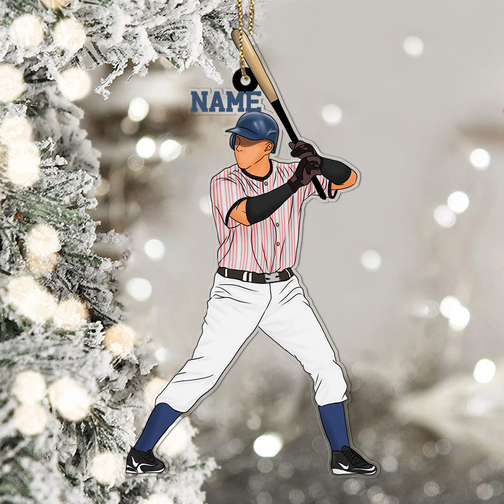 Baseball Personalized Ornament For Baseball Lovers - Baseball Player Custom Shaped Acrylic Ornament