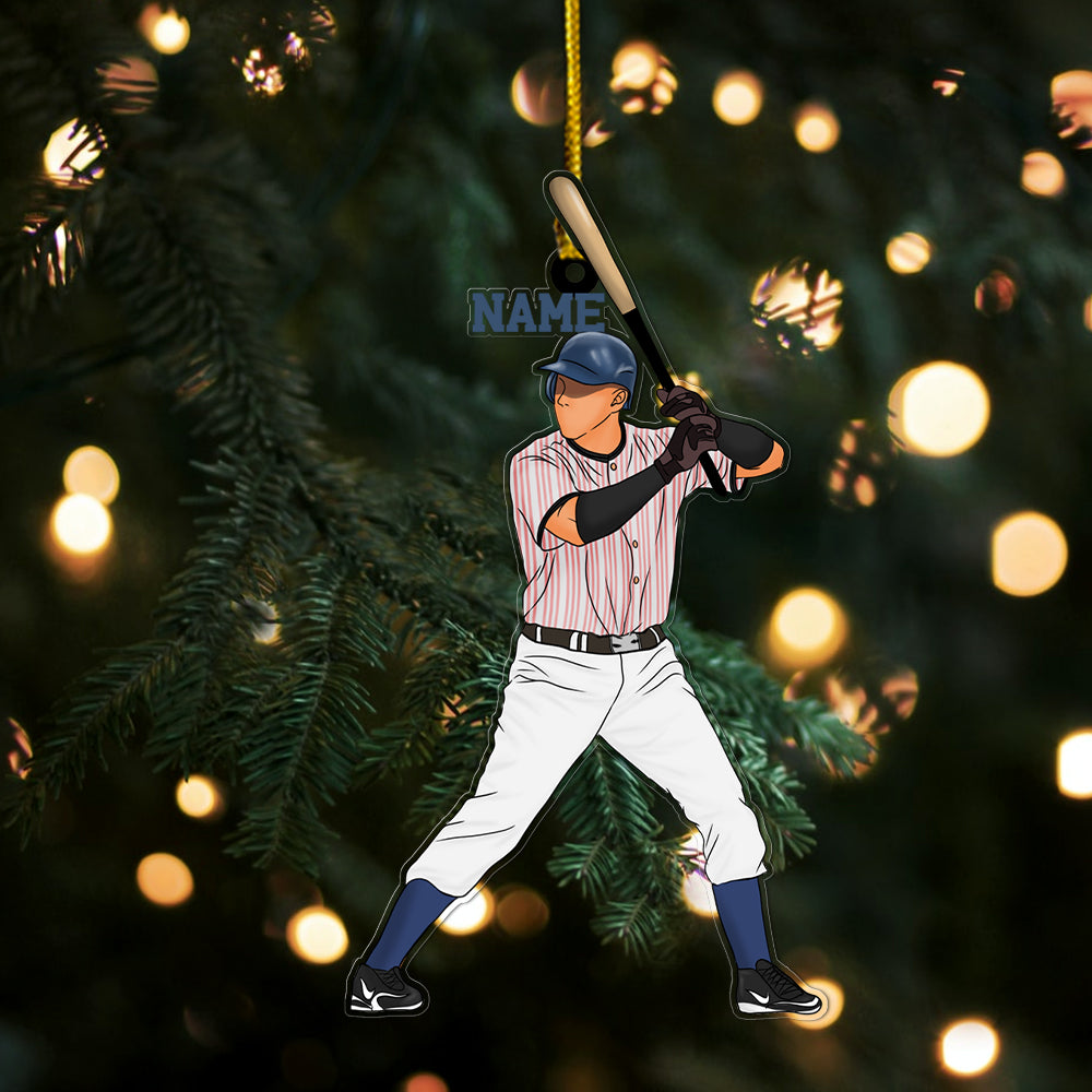Baseball Personalized Ornament For Baseball Lovers - Baseball Player Custom Shaped Acrylic Ornament