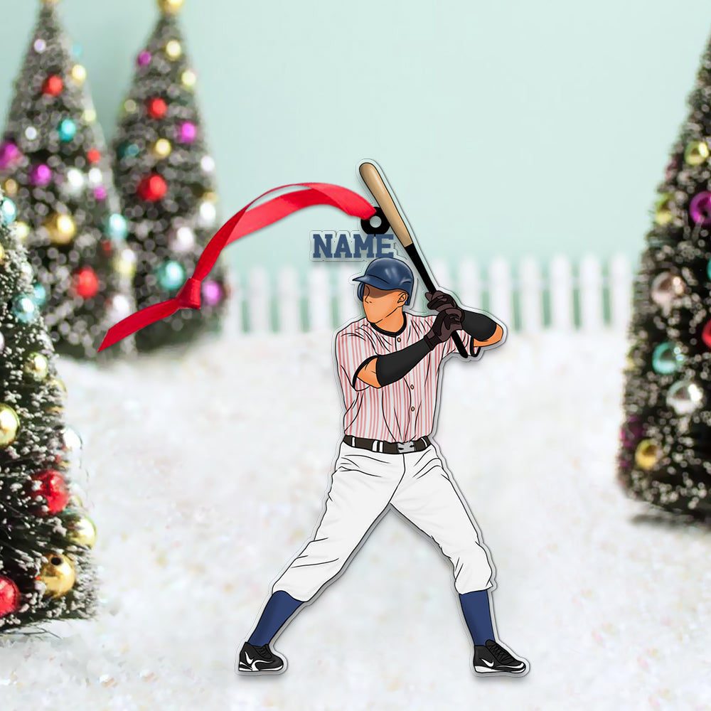 Baseball Personalized Ornament For Baseball Lovers - Baseball Player Custom Shaped Acrylic Ornament