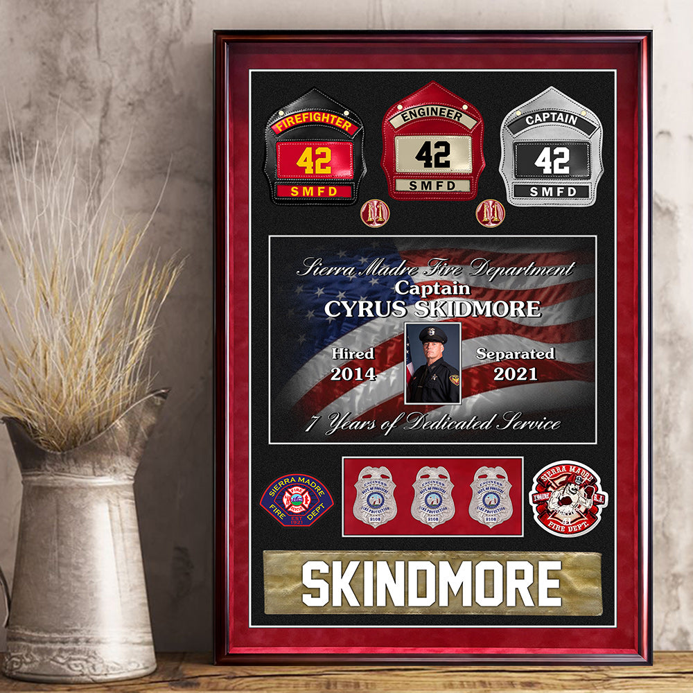 Fire Department Custom Shadow Boxes Personalized Poster Canvas Gift For Firefighter H2511