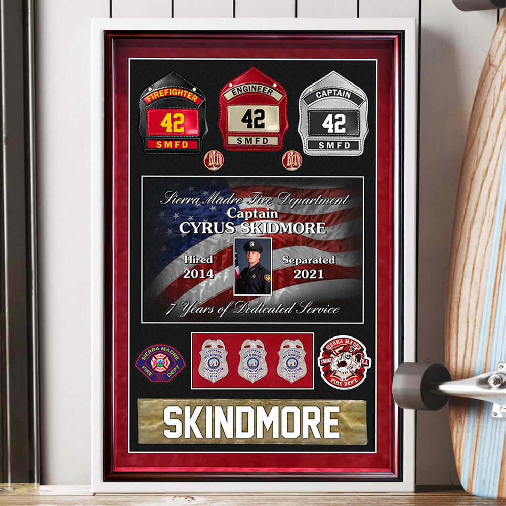 Fire Department Custom Shadow Boxes Personalized Poster Canvas Gift For Firefighter H2511
