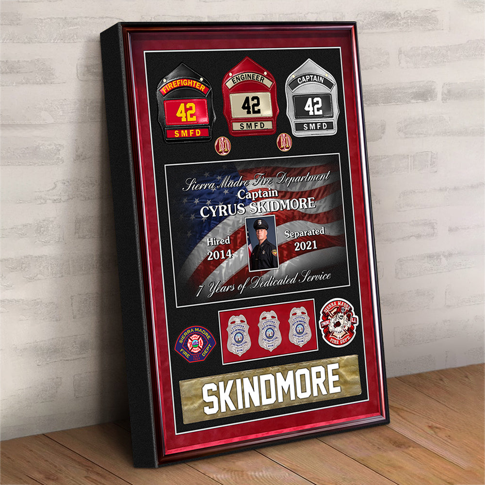 Fire Department Custom Shadow Boxes Personalized Poster Canvas Gift For Firefighter H2511