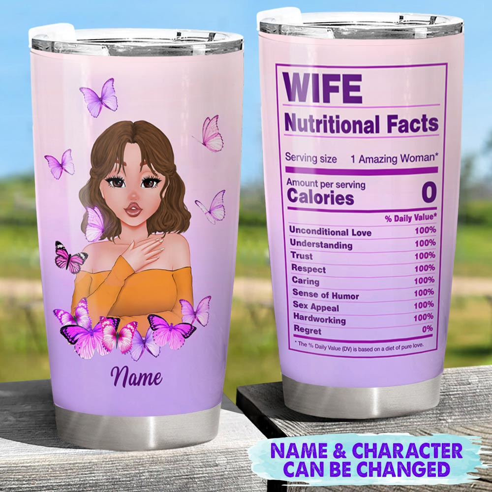 Personalized Wife Nutrition Facts Tumbler Gift For Your Beloved Wife