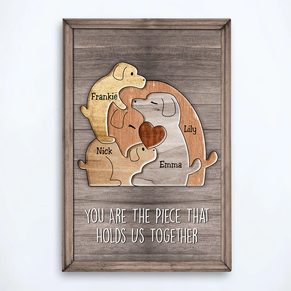 Puzzle Canvas Mom You Are The Piece That Holds Us Together - Family Dogs - Personalized Canvas Gift For Mother - Mother's Day Gift For Her