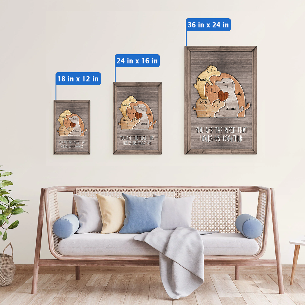Puzzle Canvas Mom You Are The Piece That Holds Us Together - Family Dogs - Personalized Canvas Gift For Mother - Mother's Day Gift For Her