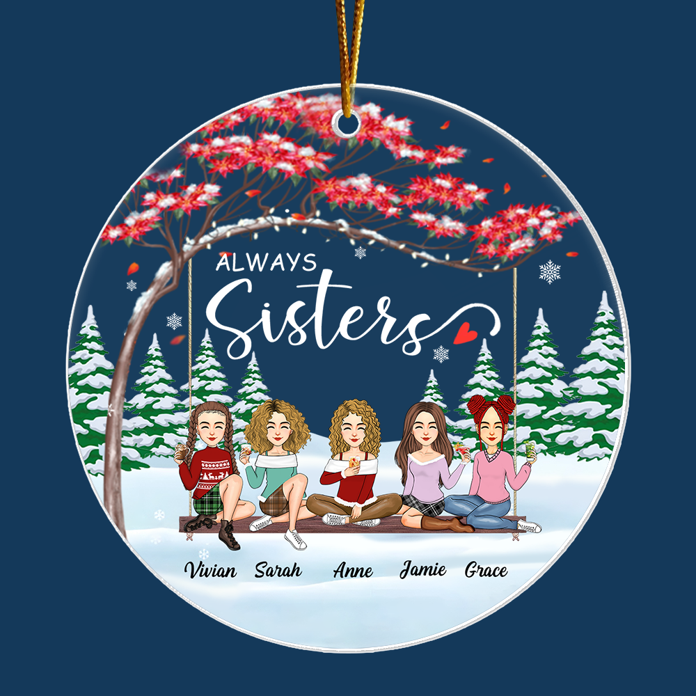 Always sisters Personalized Besties Forever Christmas Acrylic Ornament