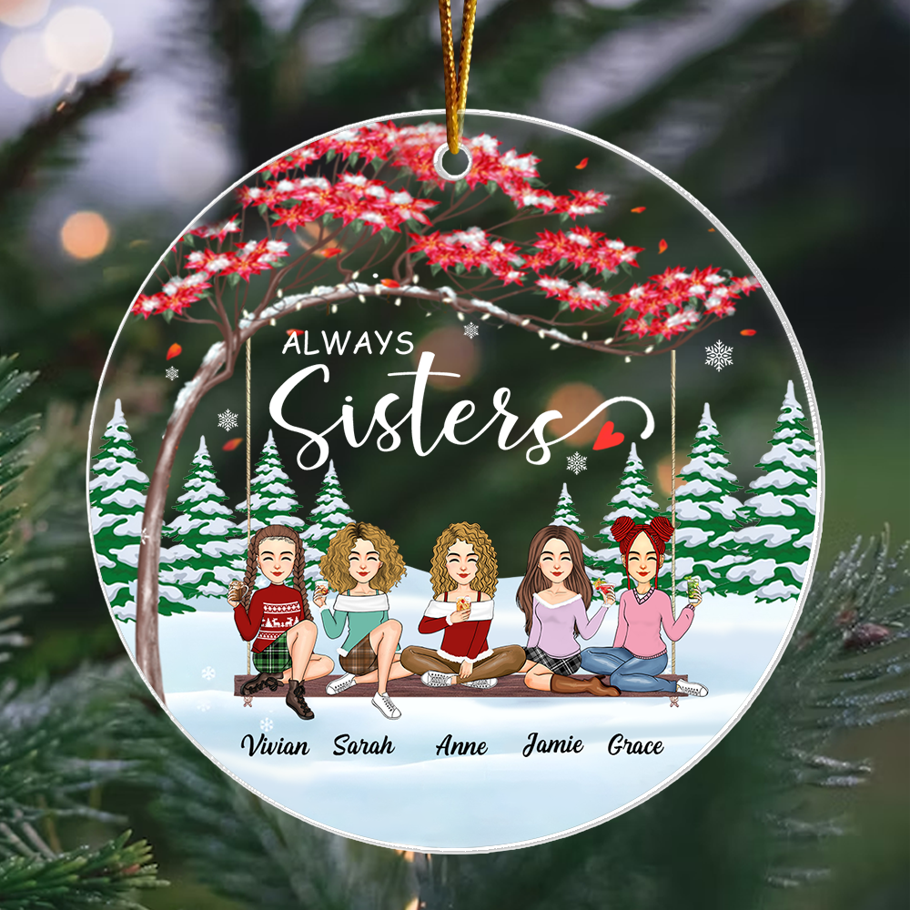 Always sisters Personalized Besties Forever Christmas Acrylic Ornament