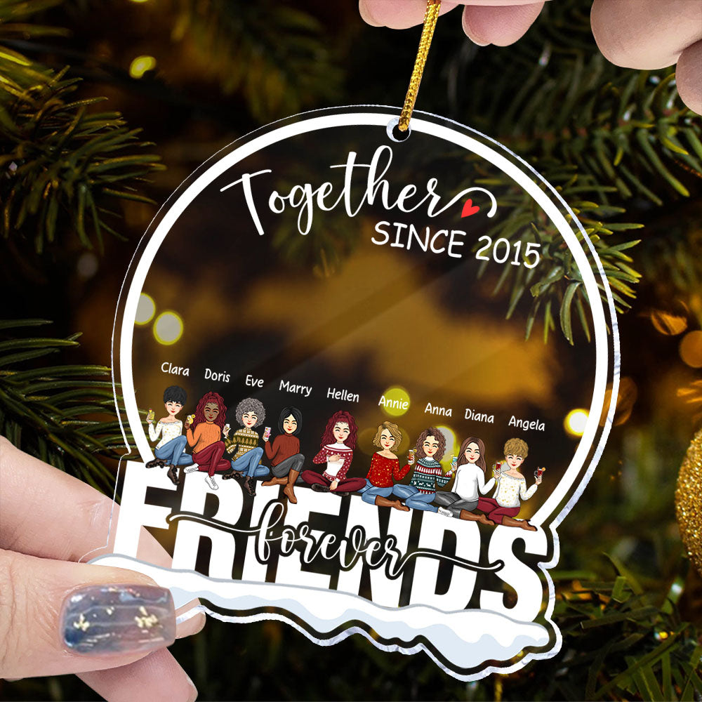 Friends Forever - Personalized Snow Globe Shaped Acrylic Ornament