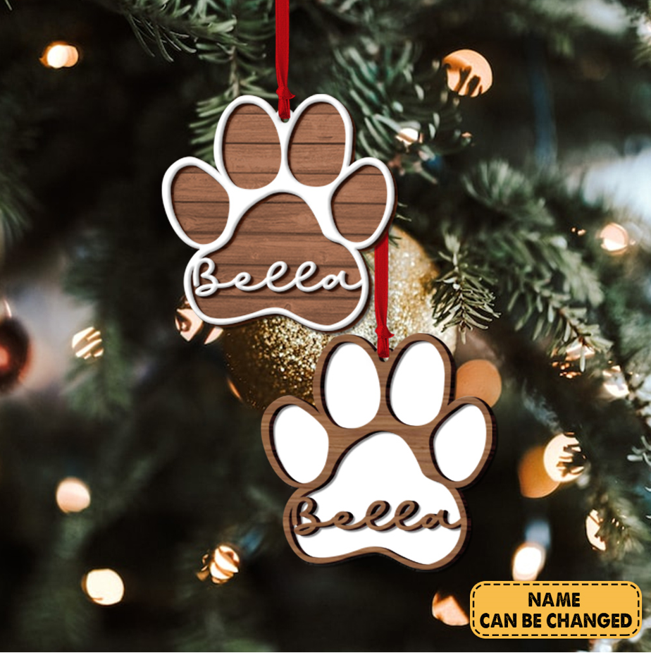 Personalized Ornament Gift For Dog Lovers - Custom Ornaments Gift For Dog Mom - Dog Paw Ornament
