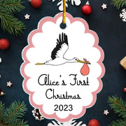 Baby's First Christmas Stork Custom Shape Acrylic Christmas Ornament