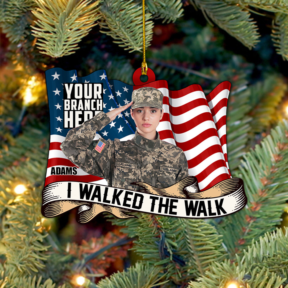 Custom Photo Branch Rank Personalized Ornament Gift For Military Veteran H2511