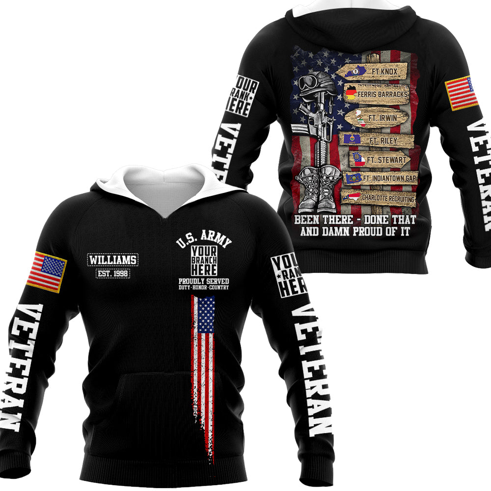 US Veteran World Tour Custom Branch Rank Location Personalized All Over Print Shirt For Veteran H2511