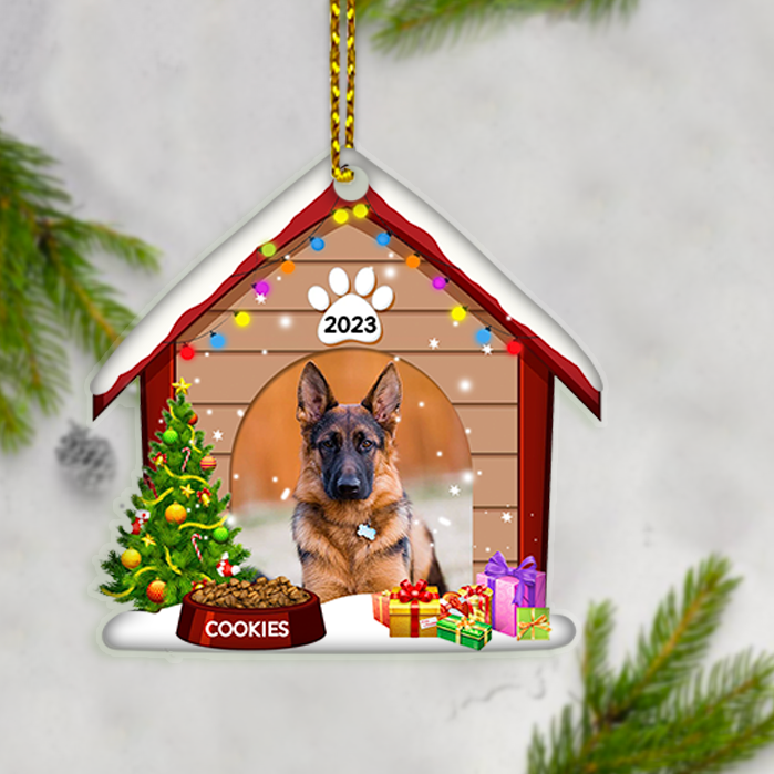 Christmas Dog House - Christmas Is On Its Way - Upload Pet Photo - Personalized Custom House Shaped Wood Christmas Ornament