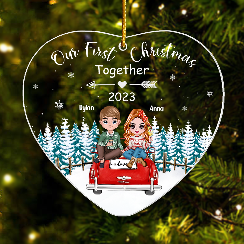Personalized first store christmas ornaments couple