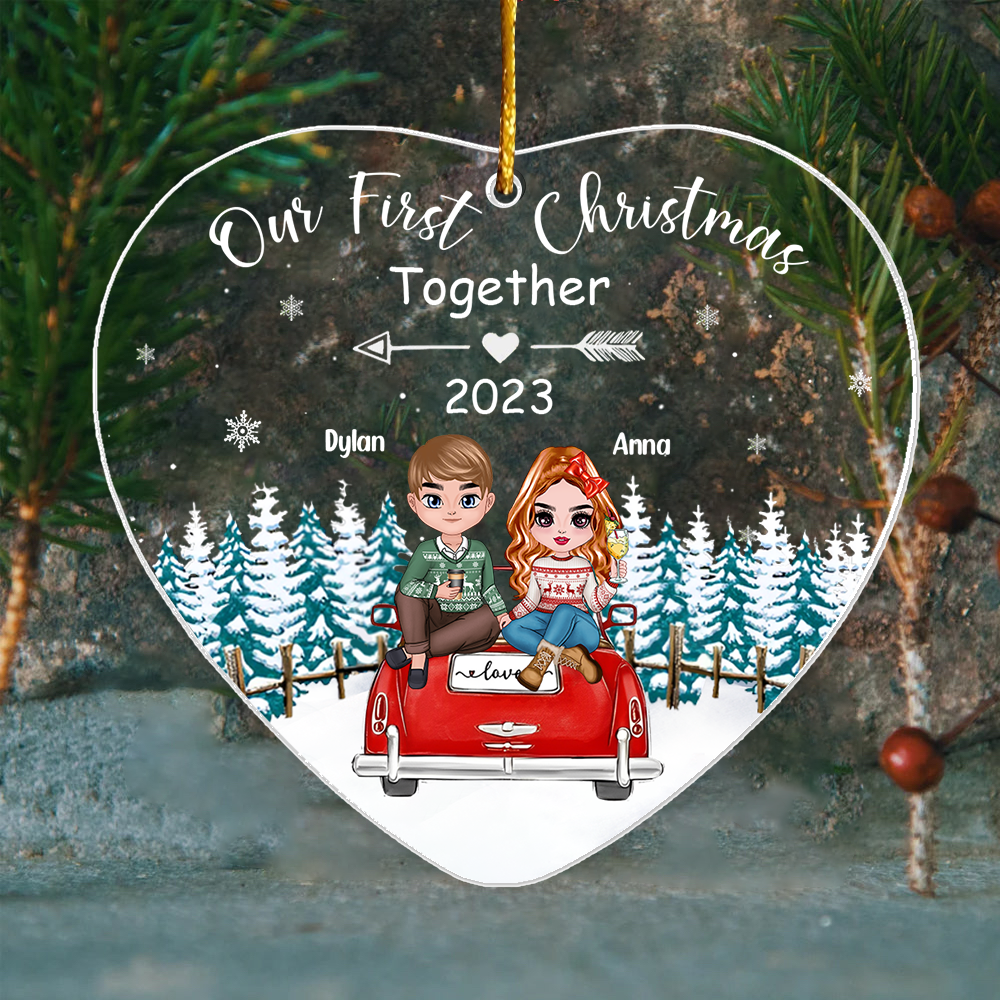 Our First Christmas Together - Couple First Christmas Personalized Acrylic Ornament NA03