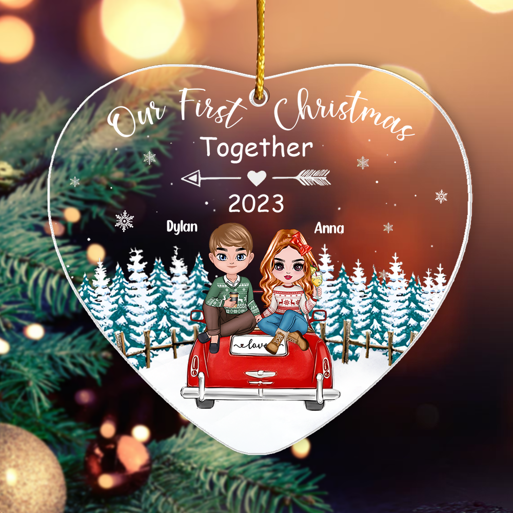 Our First Christmas Together - Couple First Christmas Personalized Acrylic Ornament NA03
