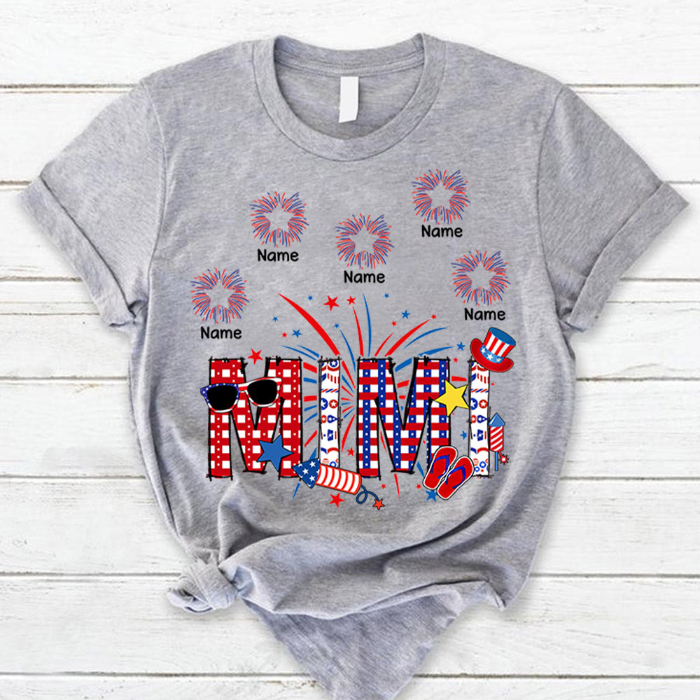 Personalized Mimi 4th of July Custom Firework Kids Name Shirt For Grandma Nana Mimi