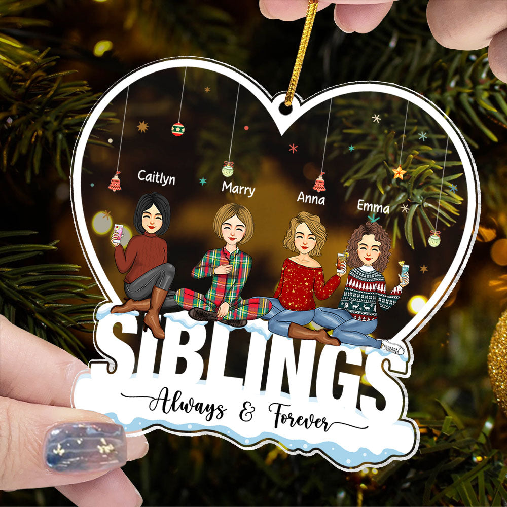 Always & Forever Siblings - Personalized Heart Shape Acrylic Ornament