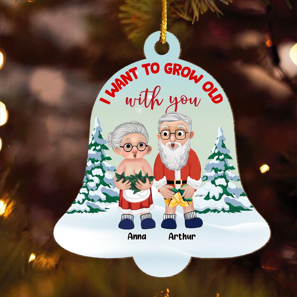I Want To Grow Old With You - Customized Couple Wooden Ornament Vr4