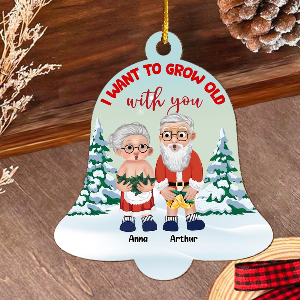 I Want To Grow Old With You - Customized Couple Wooden Ornament Vr4