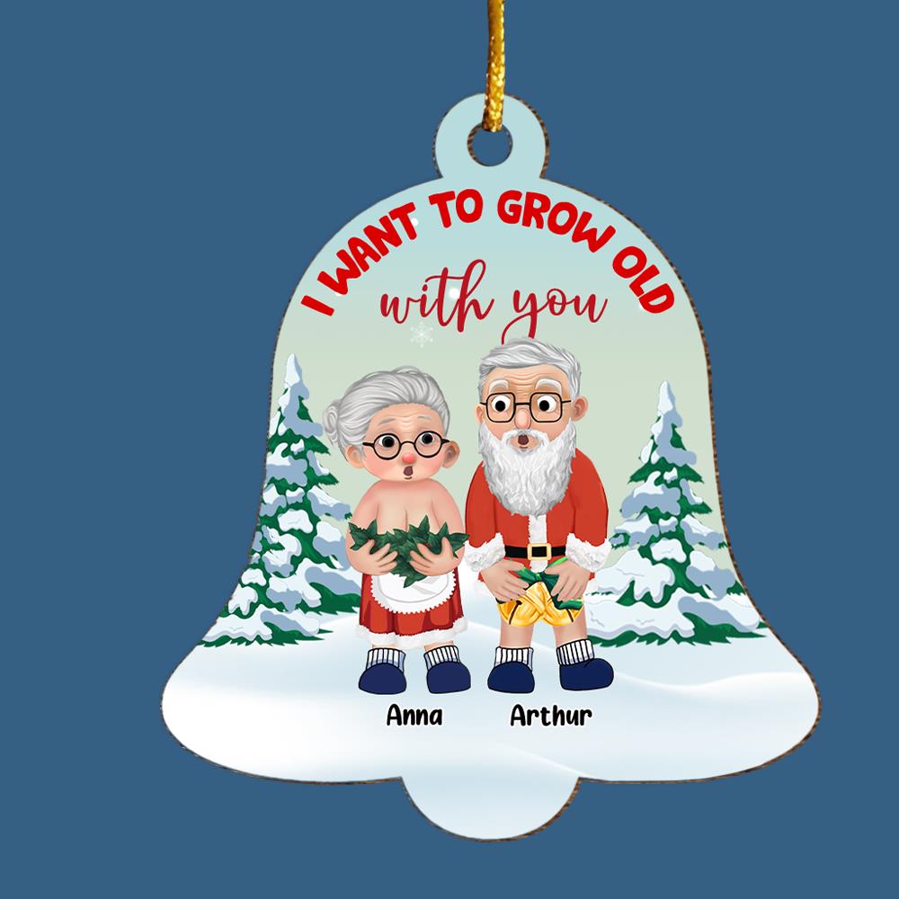 I Want To Grow Old With You - Customized Couple Wooden Ornament Vr4