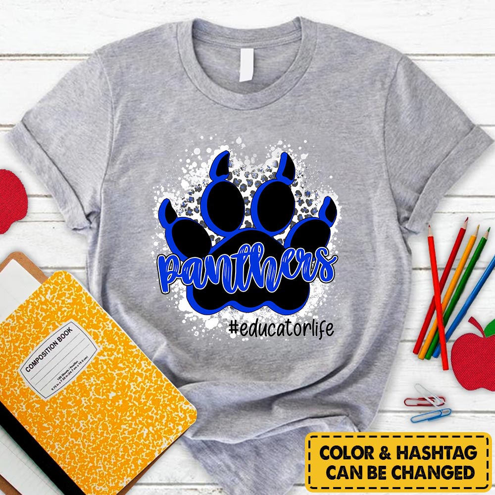Personalized Panthers Paw T-Shirt For Teacher