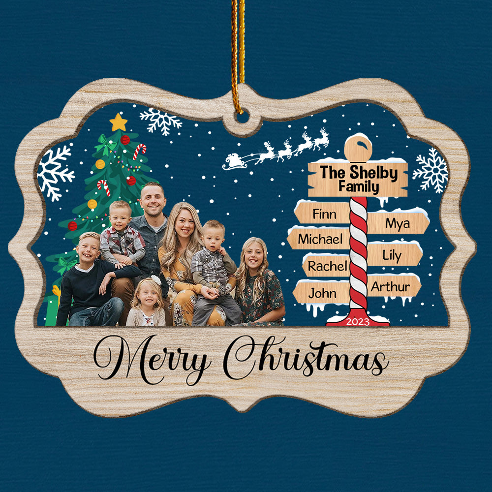 The Family Ornament - Personalized Photo Wood And Acrylic Ornament