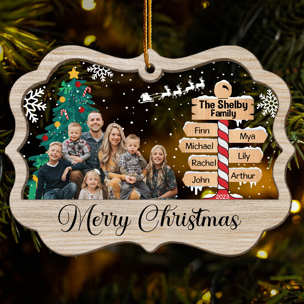 The Family Ornament - Personalized Photo Wood And Acrylic Ornament