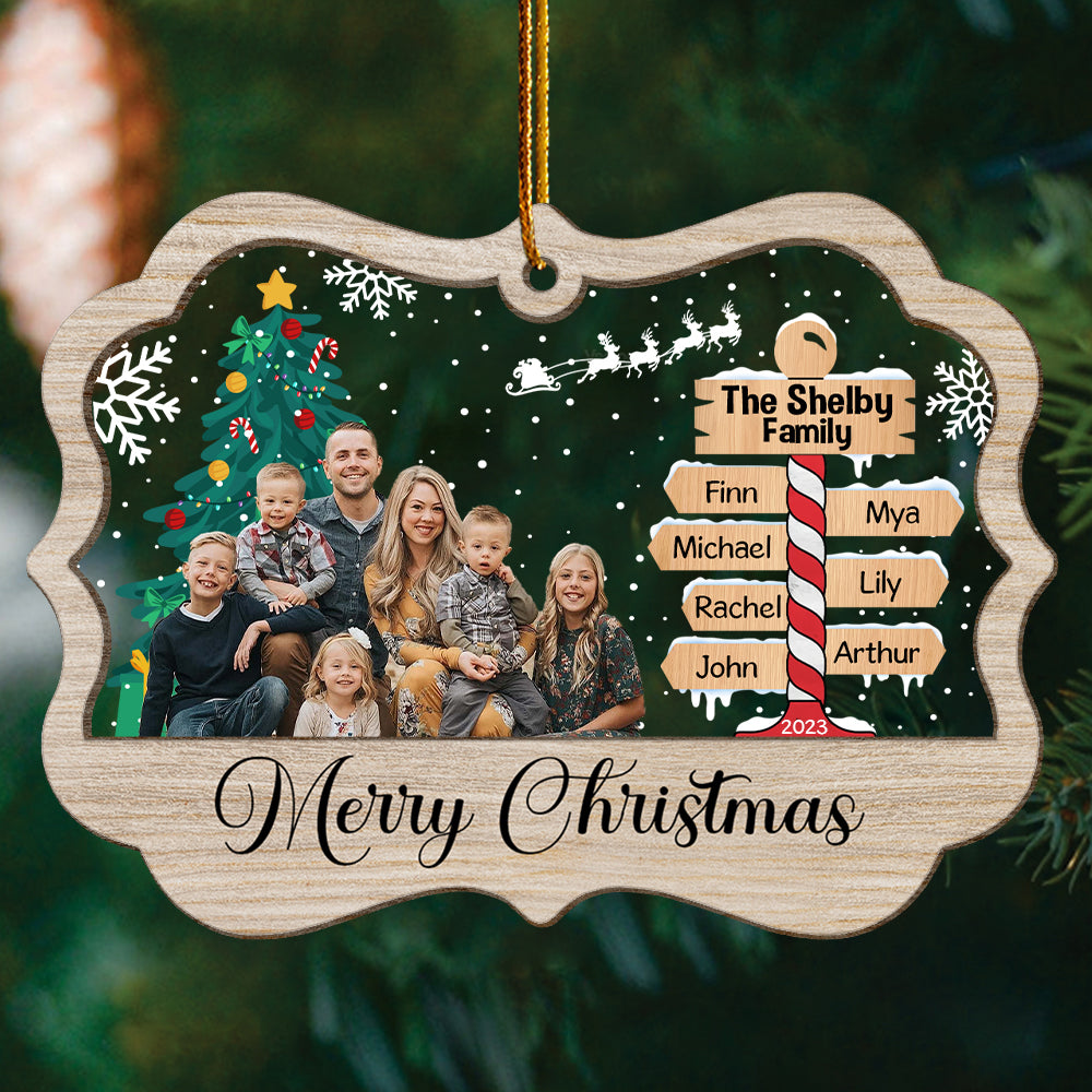 The Family Ornament - Personalized Photo Wood And Acrylic Ornament