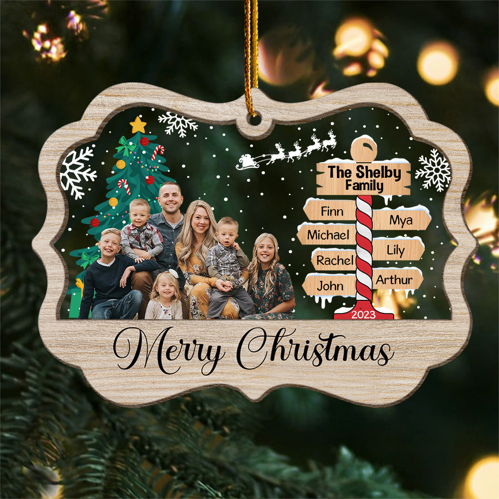The Family Ornament - Personalized Photo Wood And Acrylic Ornament