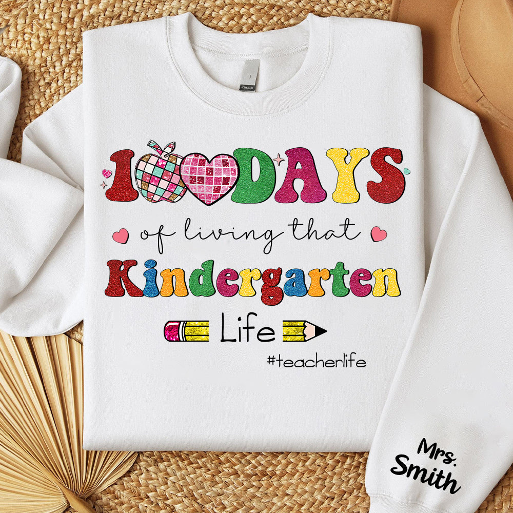 100 Days Of Living That School Life, 100 Day Shirt Png, 100th Day Of School Celebration, Student Png Sublimation, Back To School Png, Gift For Teacher, Best School Gift For Teacher
