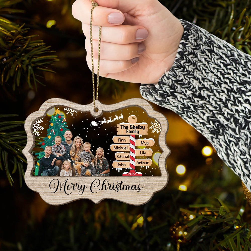 The Family Ornament - Personalized Photo Wood And Acrylic Ornament