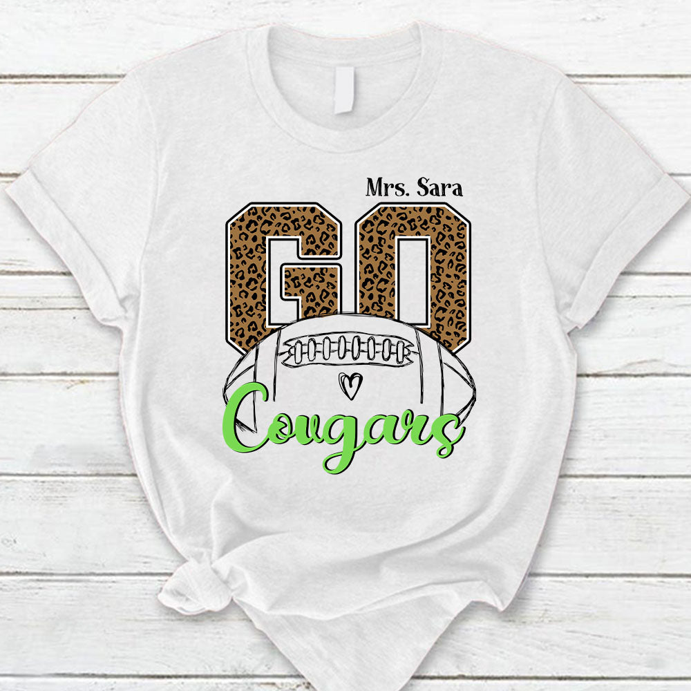 Personalized Go Cougars Mascot Leopard Custom Sport Teacher T-Shirt