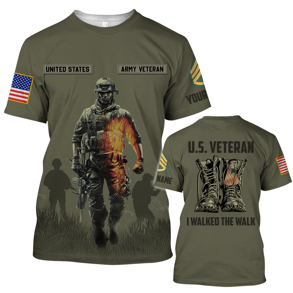 US Veteran I Walked The Walk Personalized Shirt For Veteran All Over Print Shirt K1702