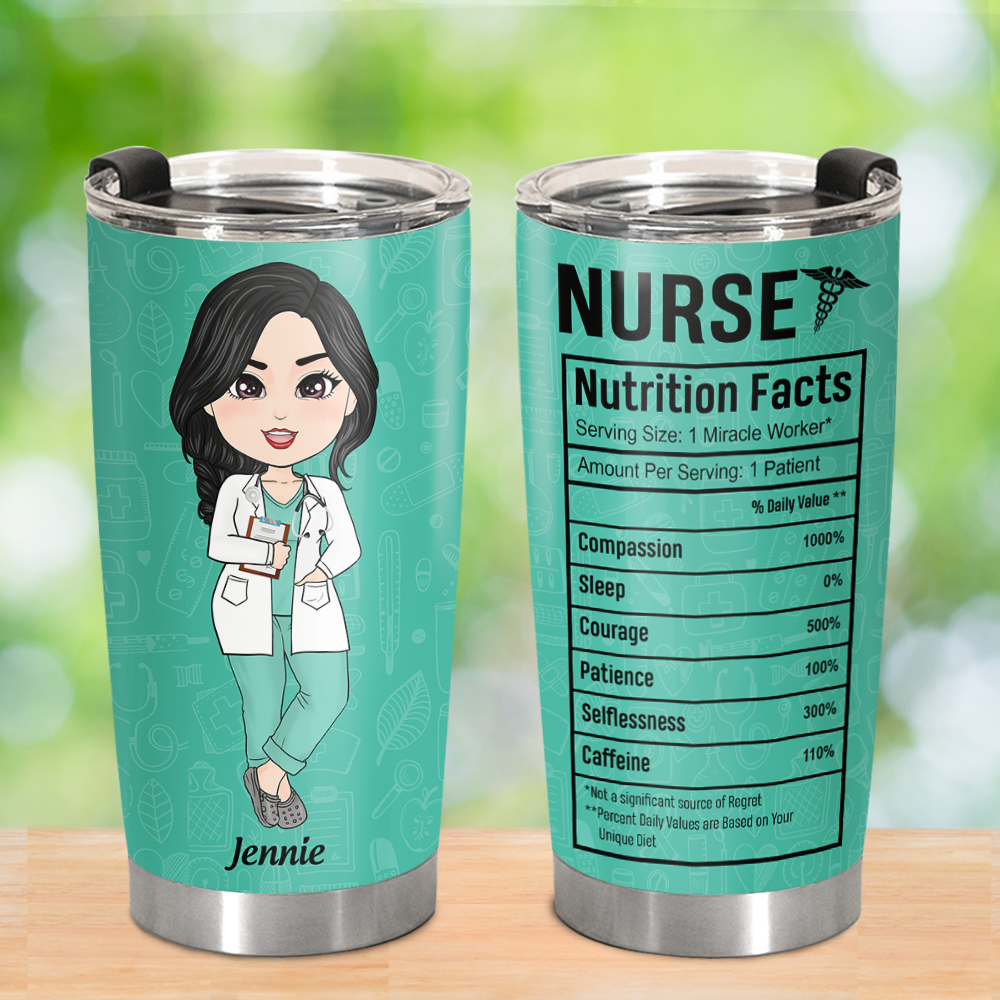 Personalized Nurse Tumbler Nurse Nutrition Facts Tumbler Gift For Nurse K1702