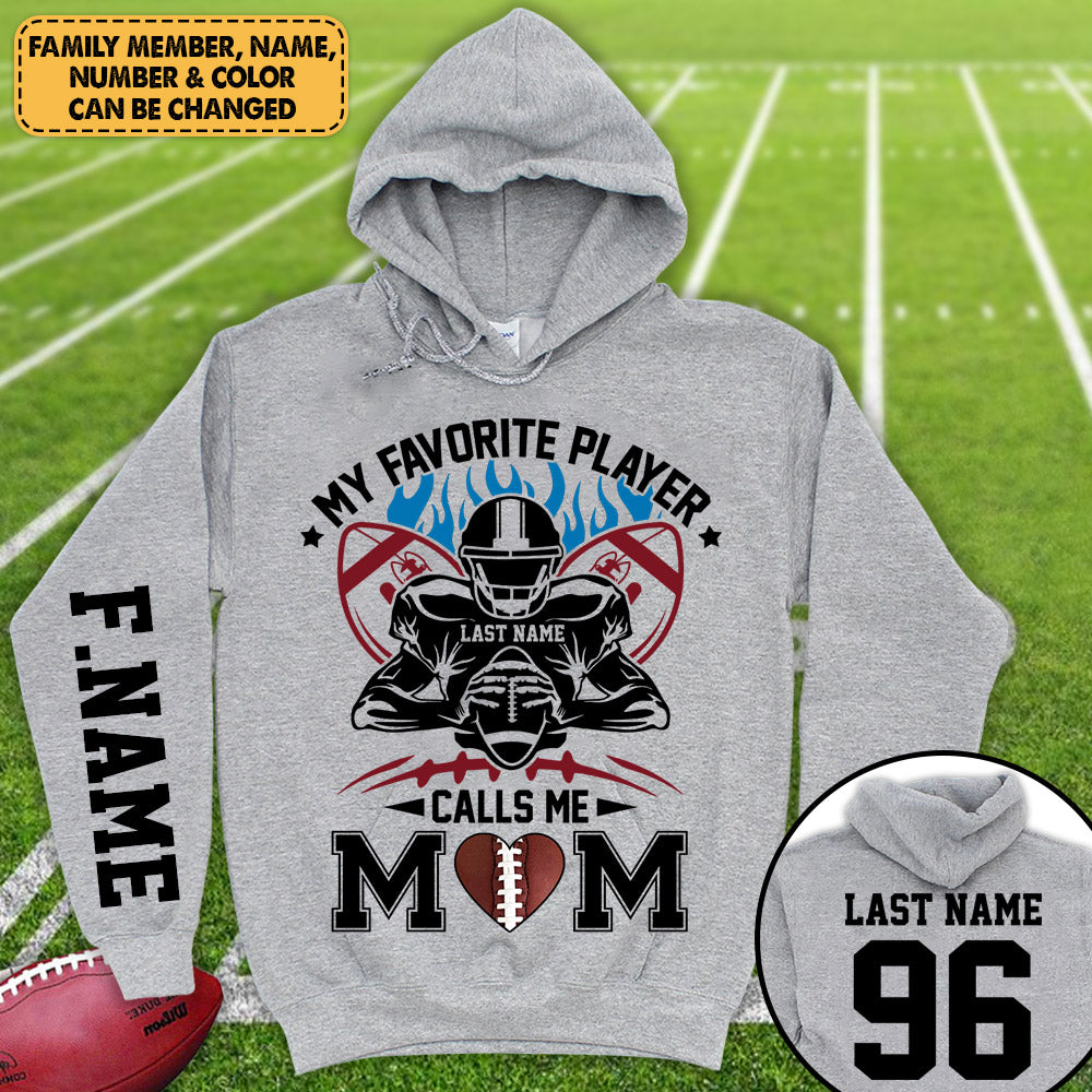 Personalized Shirt My Favorite Player Calls Me Mom All Over Print Shirt For Football Mom Dad Grandma Sport Family Game Day Shirt H2511