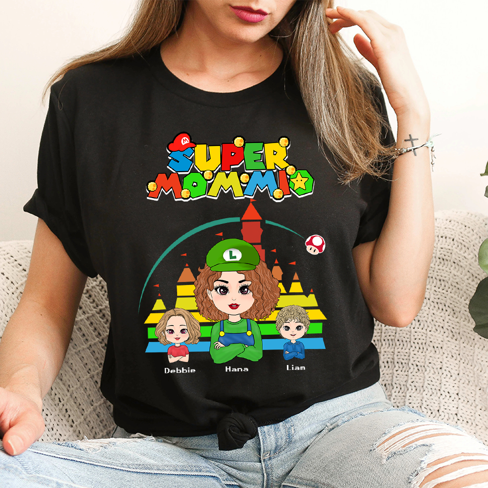 Personalized Super Mommio Shirt, Mother's Day Gift, Super Mario Family Custom Shirts, Mother's Day Shirt, Mom Shirt, Gamer Mommy Shirt