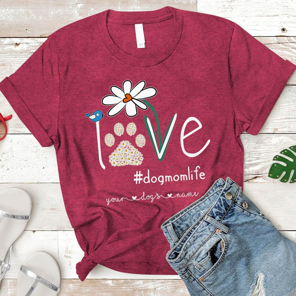 Dog Mom Daisy Flower Personalized Dogs Names T-shirt